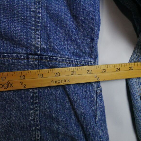 ST JOHNS BAY Womens Size 1X Denim Stretch Button Mid-Length Jacket Embroidered - Picture 10 of 15